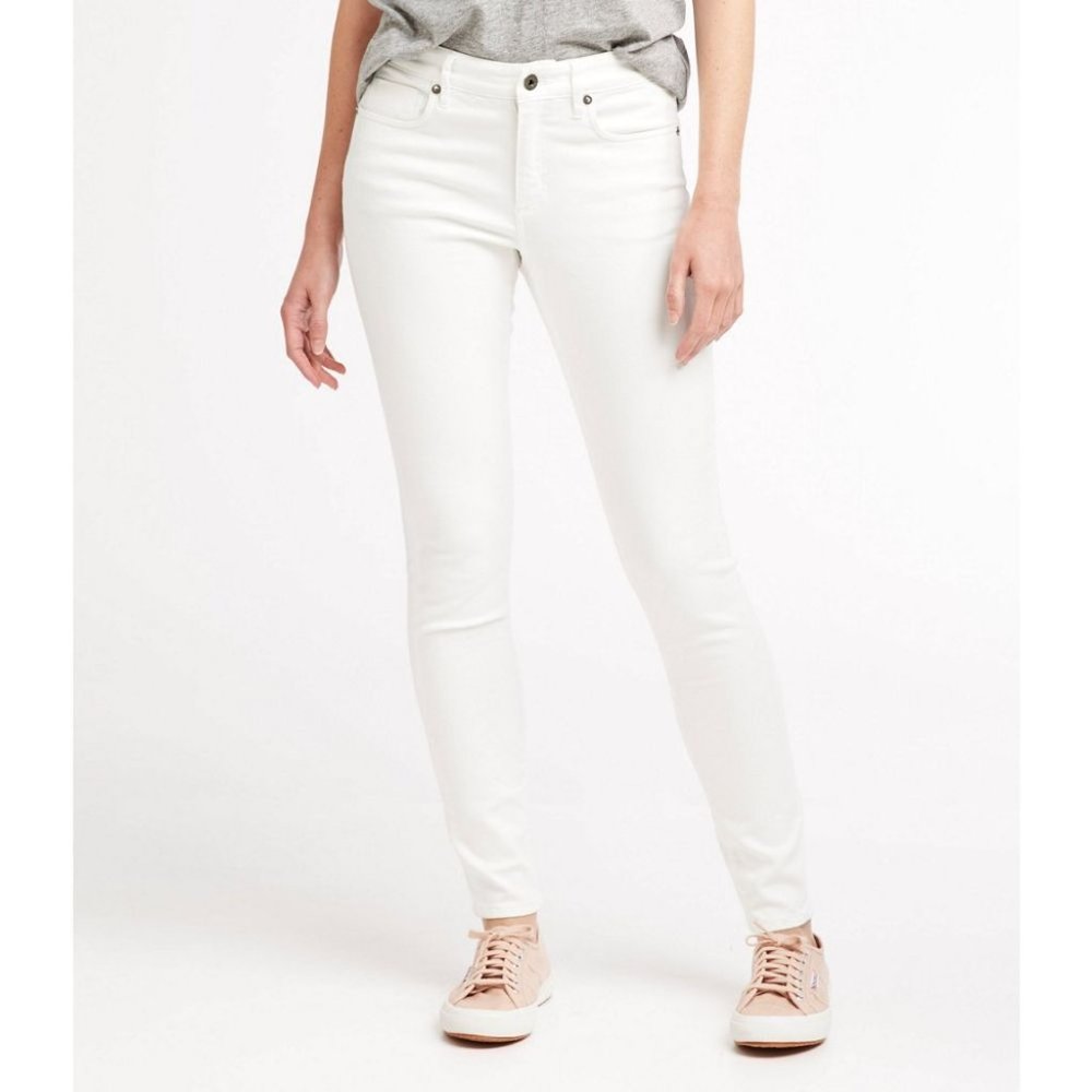 NWT Womens Size 12 12x31 LL Bean White Mid-Rise Signature Premium Skinny Jeans